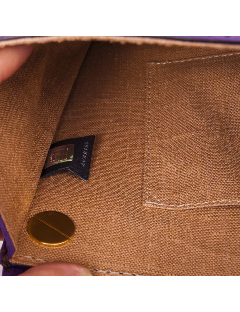 Sac FENDI cuir façon suède violet