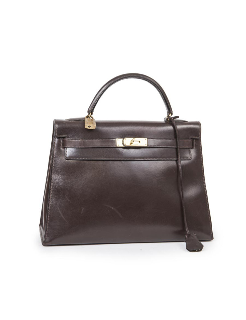 Sac kelley32 HERMES sellier box marron Vintage