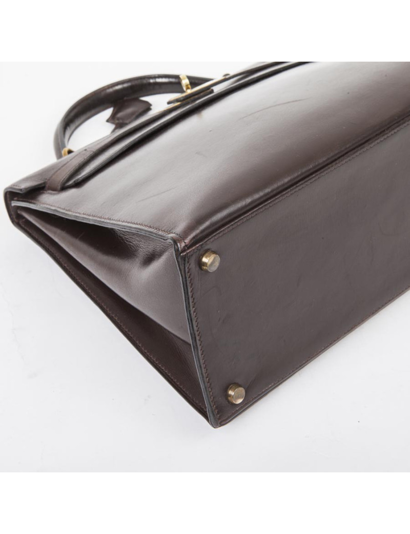 Sac kelly 32 HERMES sellier box marron Vintage