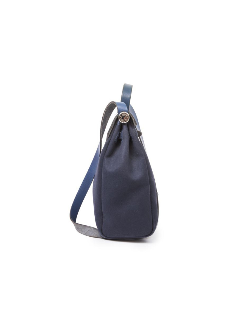 Sac Herbag HERMES  Toile bleu nuit et beige