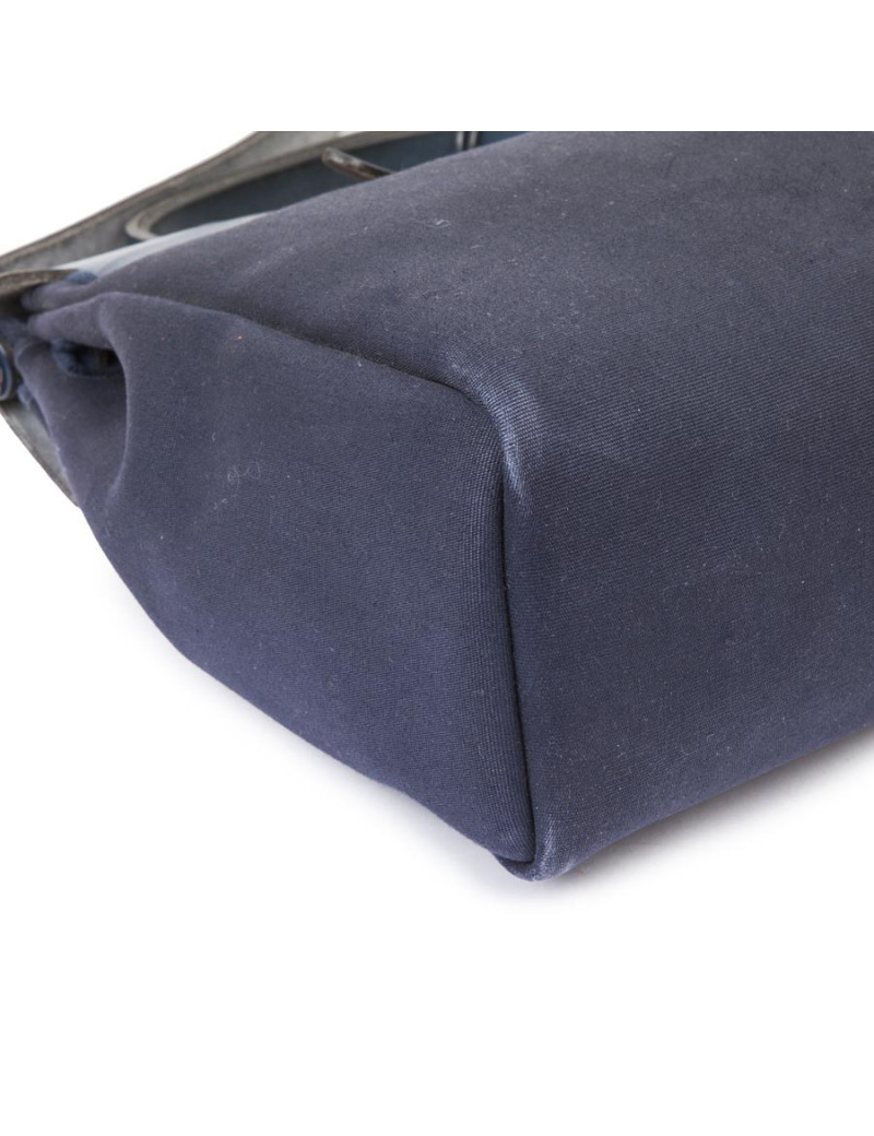 Sac Herbag HERMES en toile bleu nuit et naturel