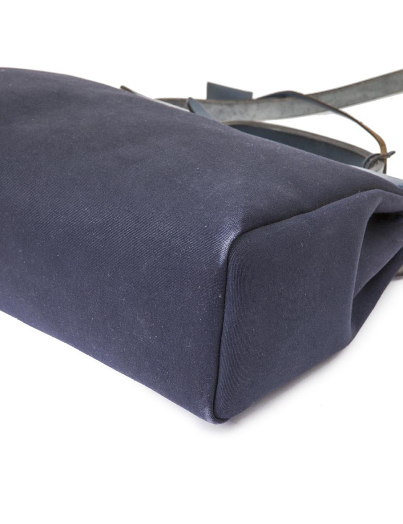 Sac Herbag HERMES en toile bleu nuit et naturel