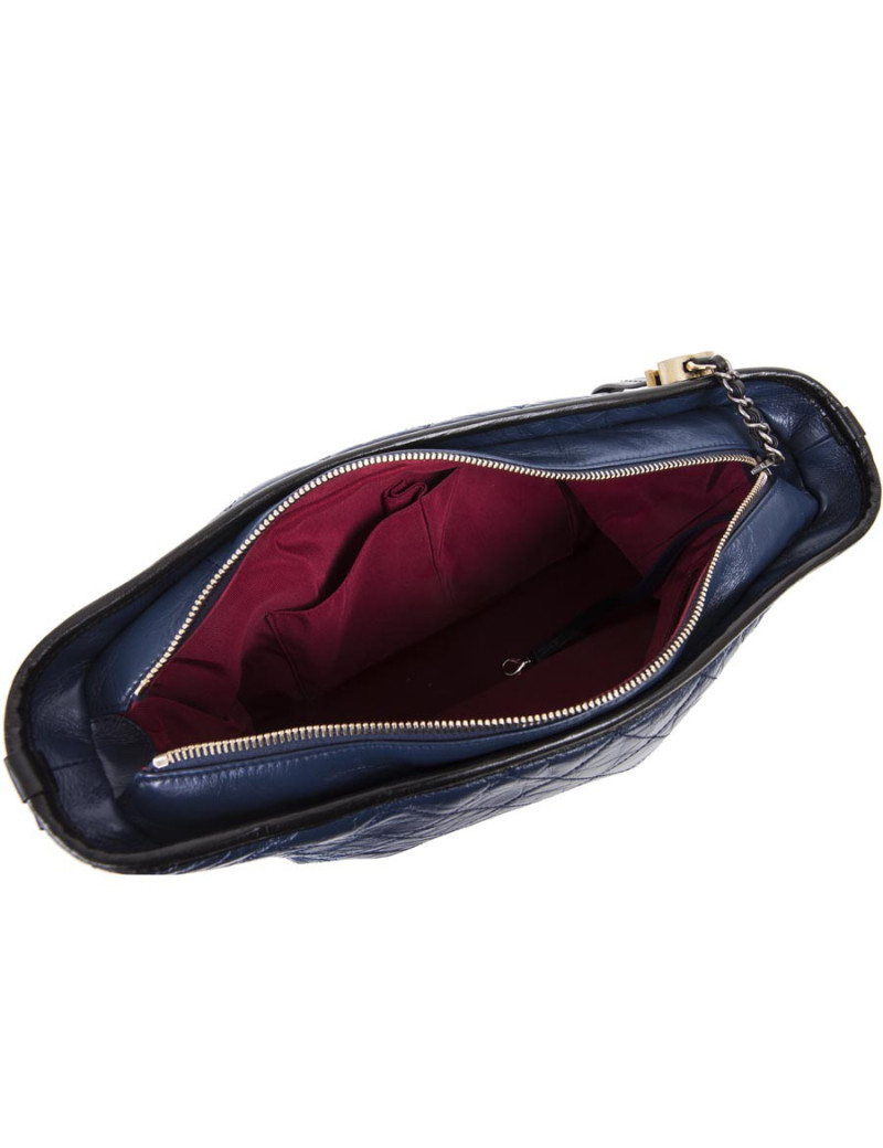 Sac Hobo CHANEL Gabrielle de Chanel en cuir bicolore bleu nuit et noir