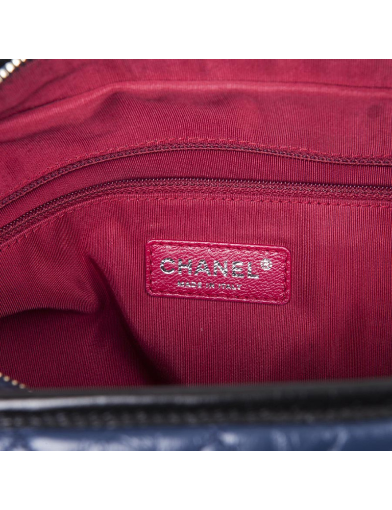 Sac Hobo CHANEL Gabrielle de Chanel en cuir bicolore bleu nuit et noir