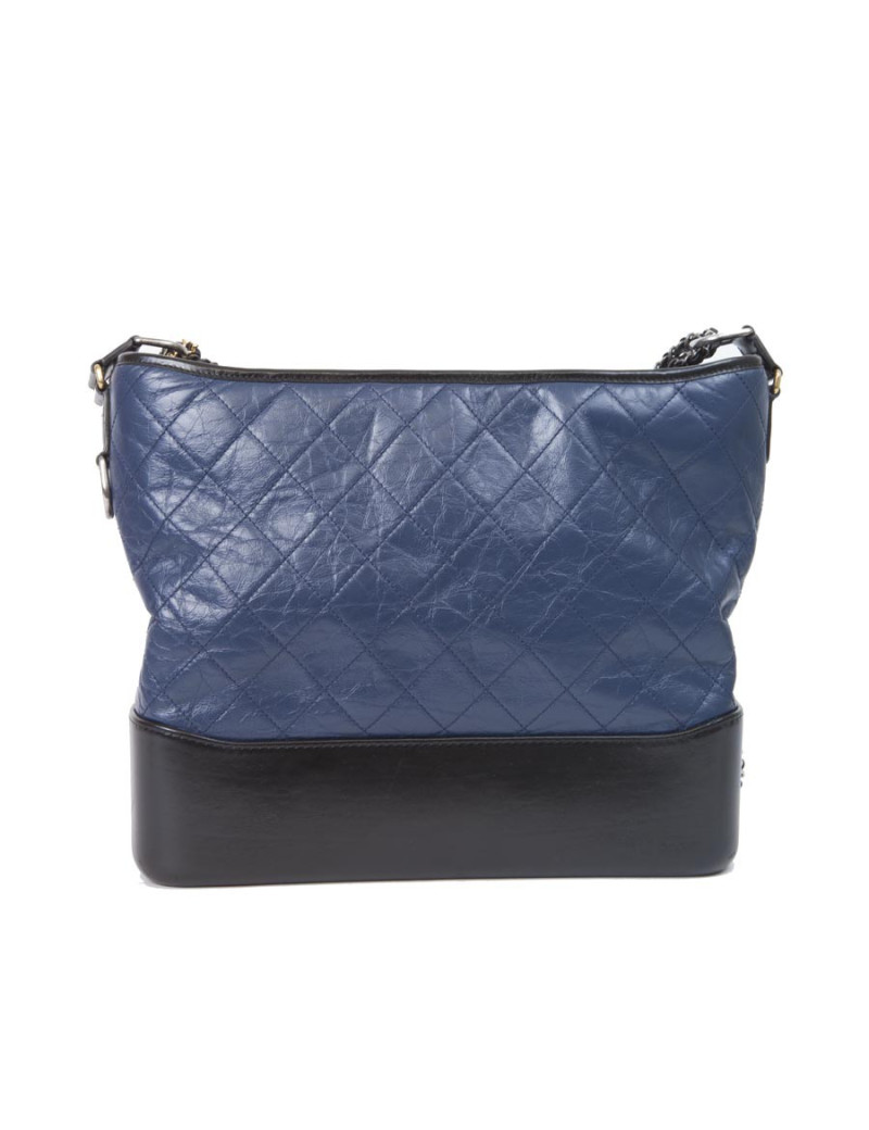 Sac Hobo CHANEL Gabrielle de Chanel en cuir bicolore bleu nuit et noir
