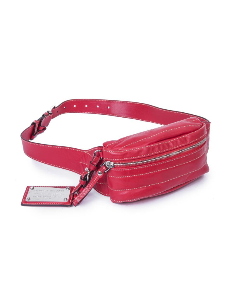 Ceinture banane DOLCE & GABBANA cuir d'agneazu rouge