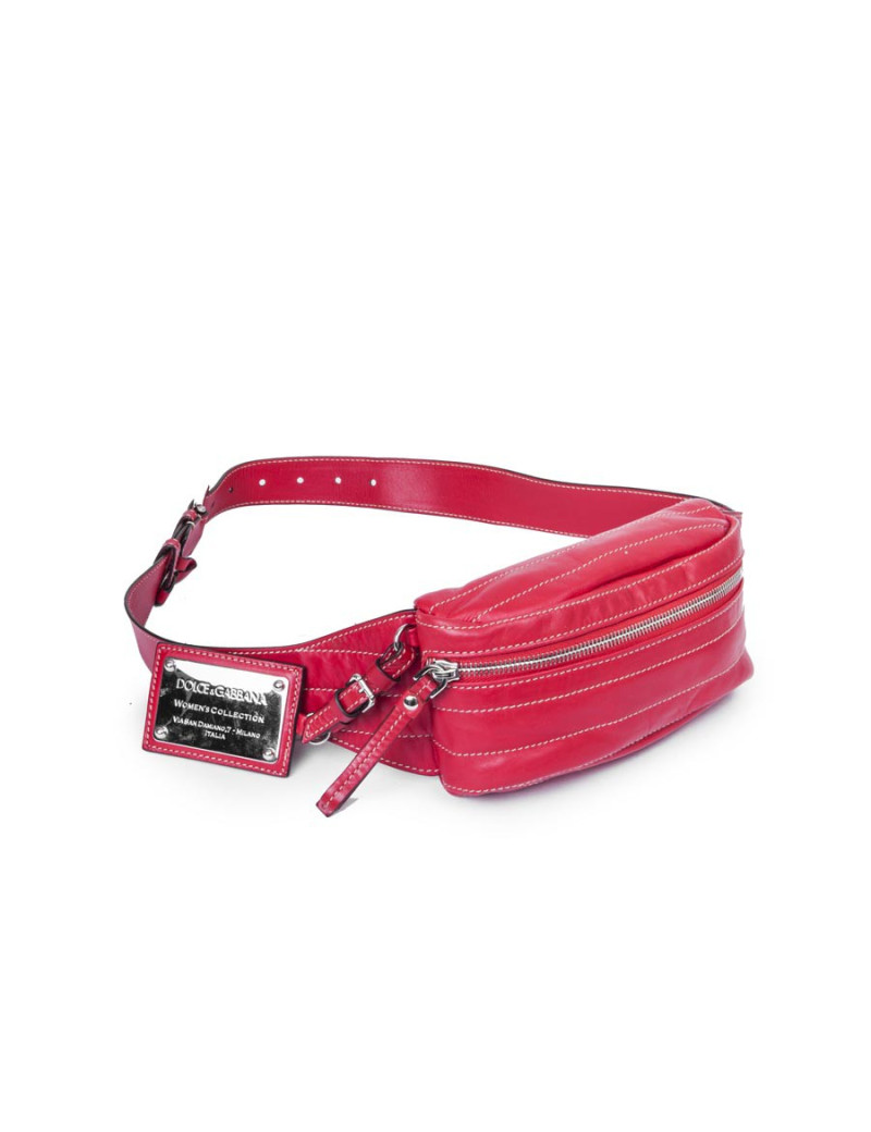 Ceinture banane DOLCE & GABBANA cuir d'agneazu rouge