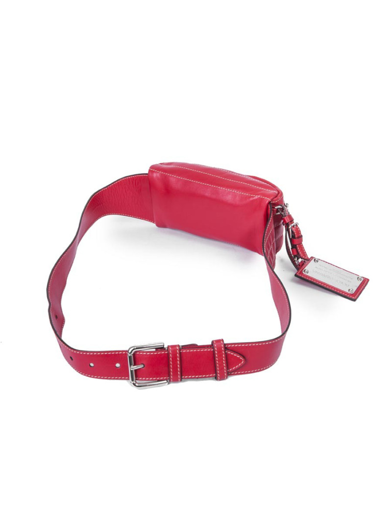 Ceinture banane DOLCE & GABBANA cuir d'agneazu rouge