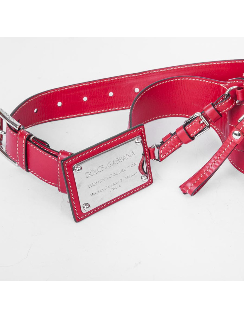 Ceinture banane DOLCE & GABBANA cuir d'agneazu rouge