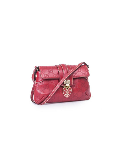 Petit sac GUCCI cuir embosé "GG" rouge