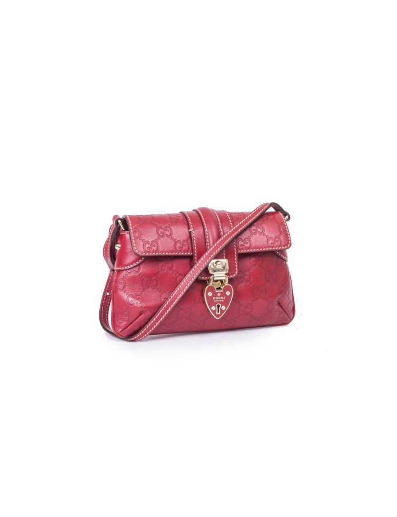Petit sac GUCCI cuir embosé "GG" rouge
