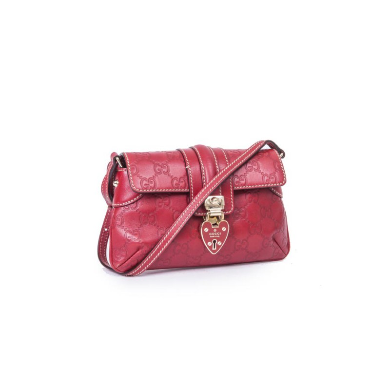 GUCCI mini bag in GG embossed red leather - VALOIS VINTAGE PARIS