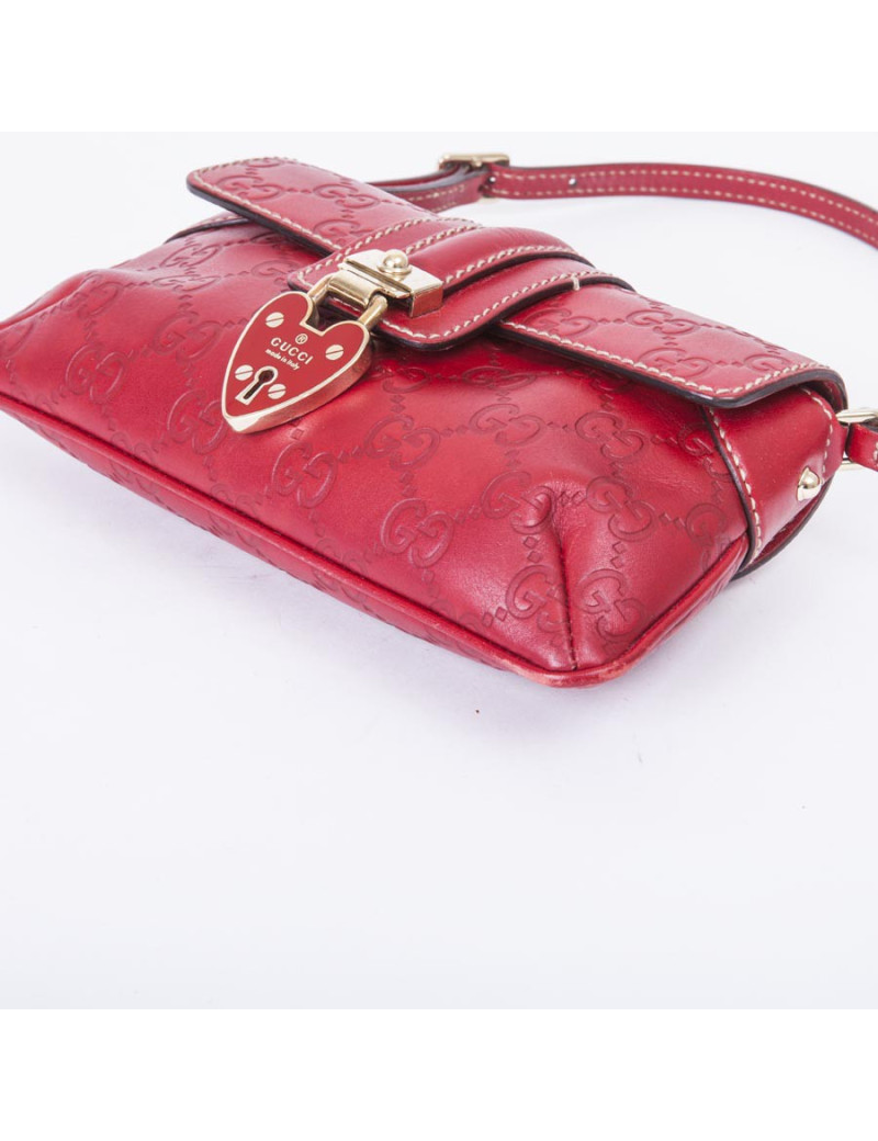 Petit sac GUCCI cuir embosé "GG" rouge