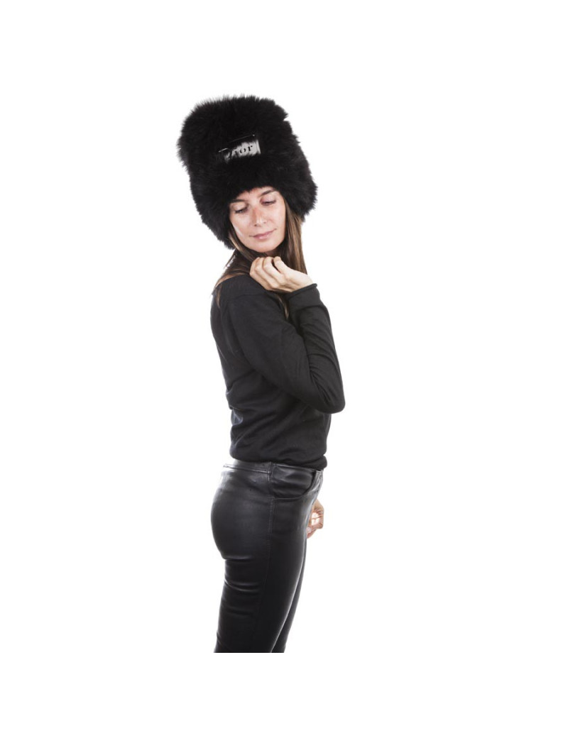 Toque CHRISTIAN DIOR en renard noir