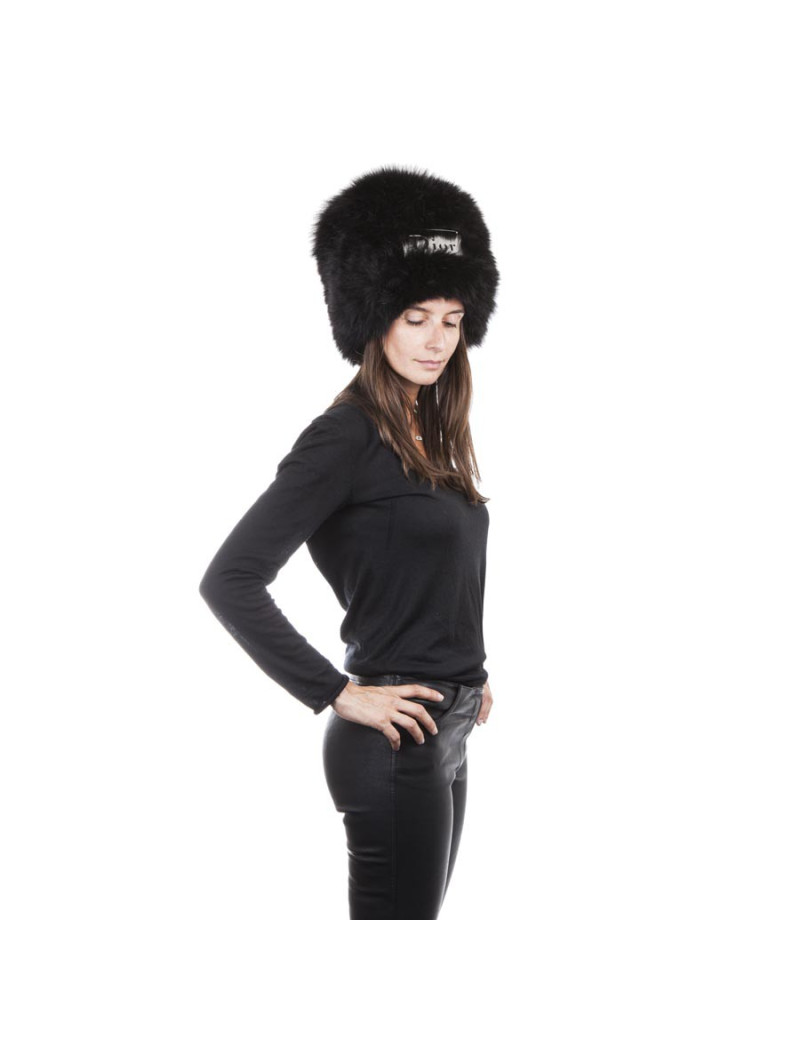 Toque CHRISTIAN DIOR en renard noir