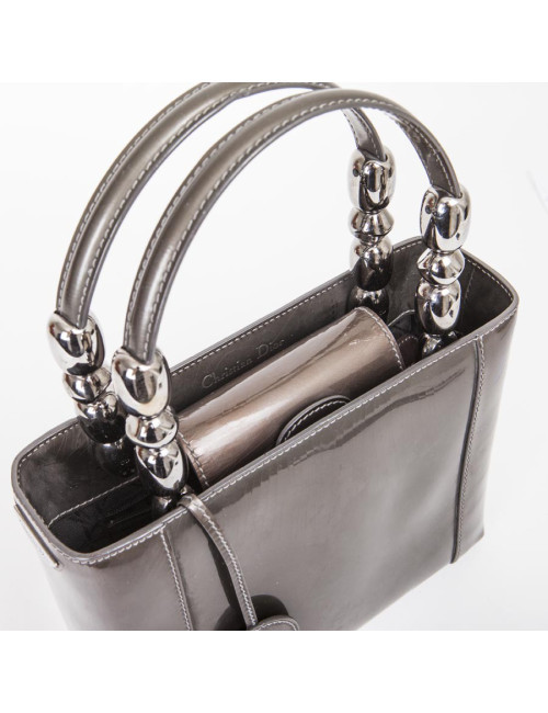Sac Lady D  DIOR cuir verni  brun