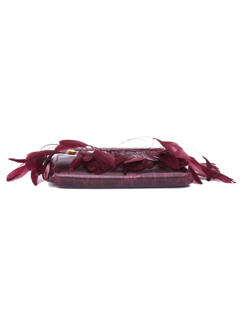 LALIQUE evening bag red leather and feather