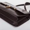 HERMES vintage flap bag in brown box leather