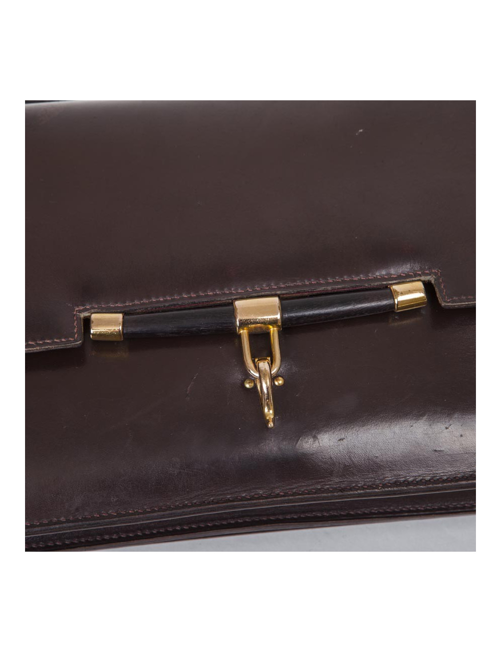 Sac HERMES cuir box marron Vintage