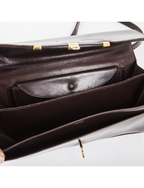 Sac HERMES cuir box marron Vintage