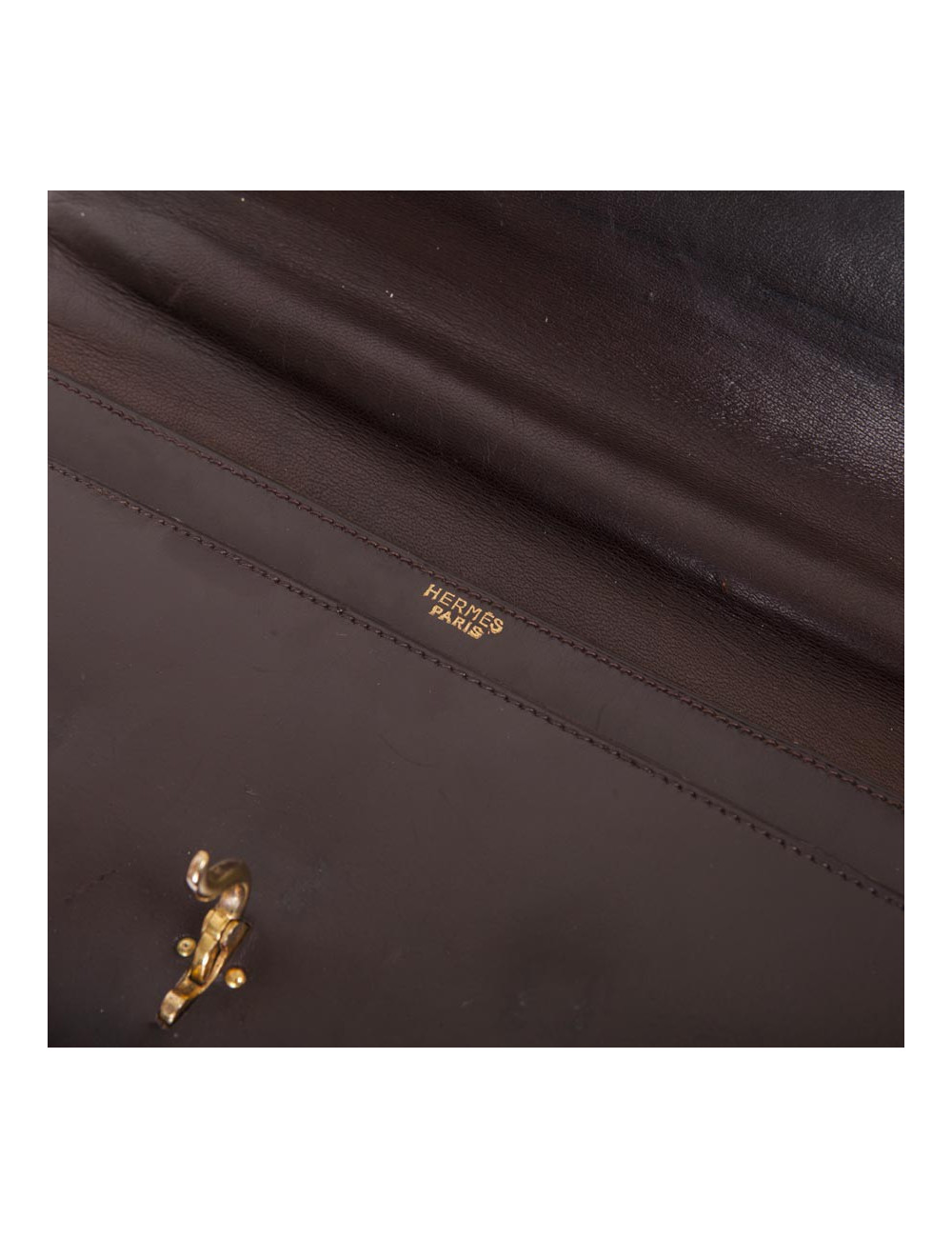 Sac HERMES cuir box marron Vintage