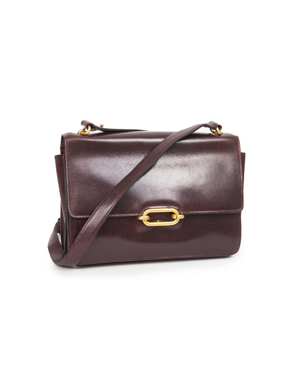 Sac HERMES cuir box rouge H Vintage