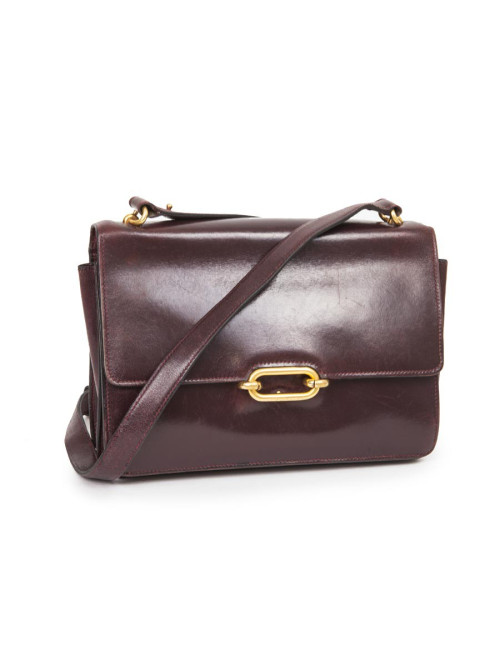 Sac HERMES cuir box rouge H Vintage