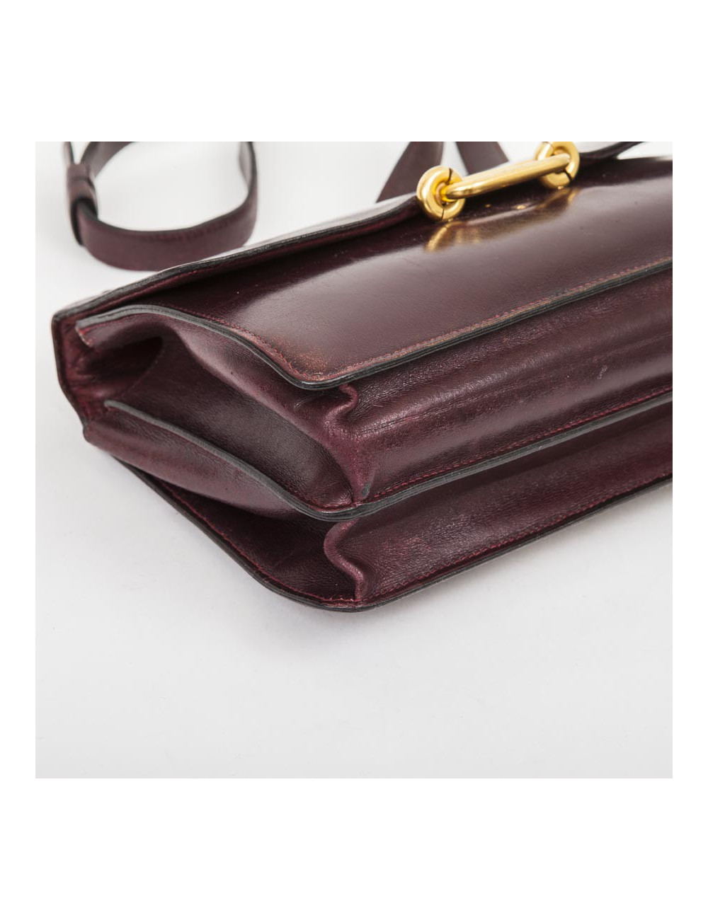 Sac HERMES cuir box rouge H Vintage