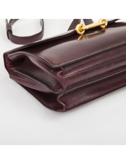 Sac HERMES cuir box rouge H Vintage