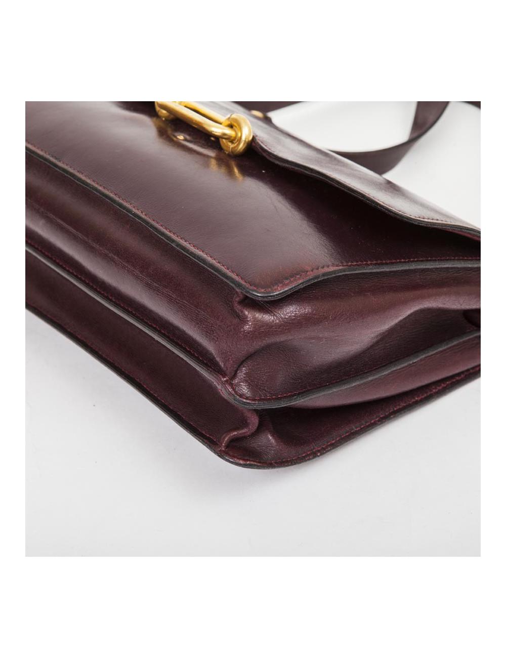 Sac HERMES cuir box rouge H Vintage