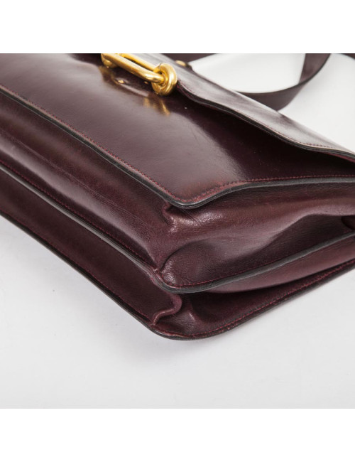 Sac HERMES cuir box rouge H Vintage