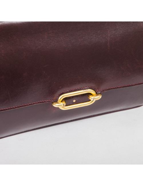 Sac HERMES cuir box rouge H Vintage