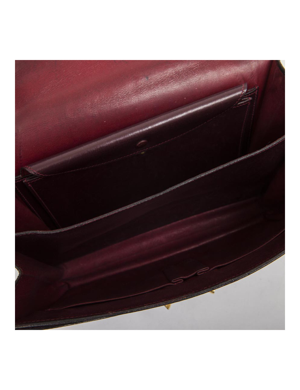 Sac HERMES cuir box rouge H Vintage