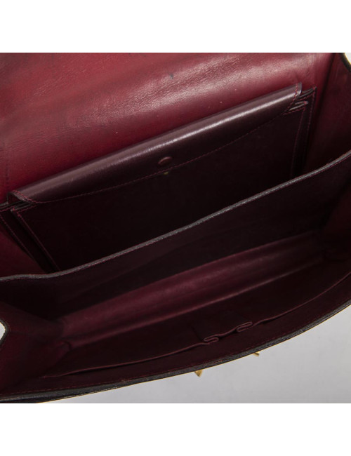 Sac HERMES cuir box rouge H Vintage