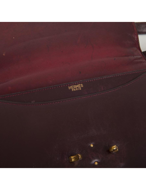 Sac HERMES cuir box rouge H Vintage