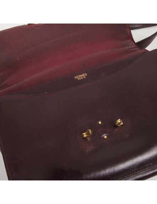Sac HERMES cuir box rouge H Vintage