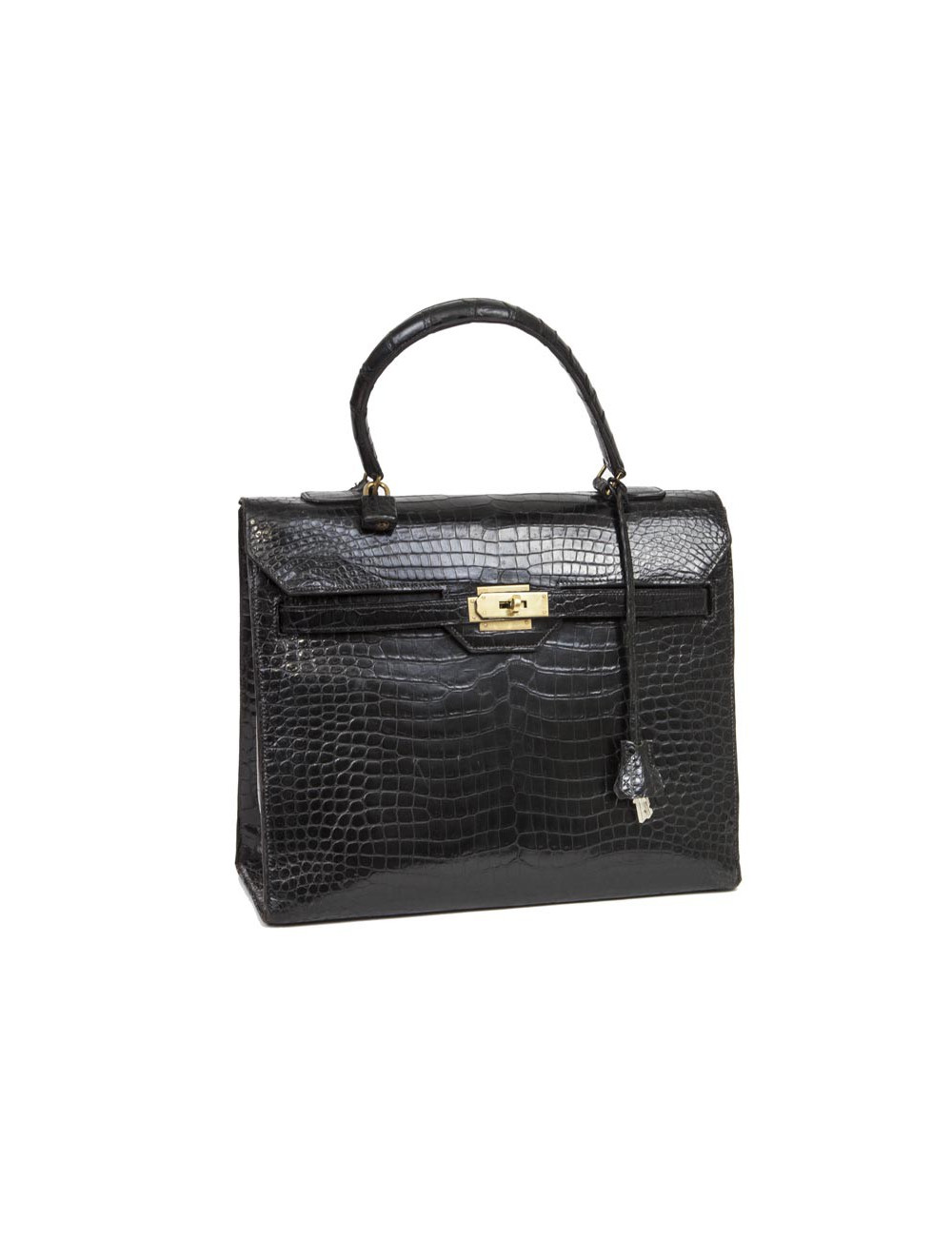 Sac HERMES "Monaco"crocodile porosus noir