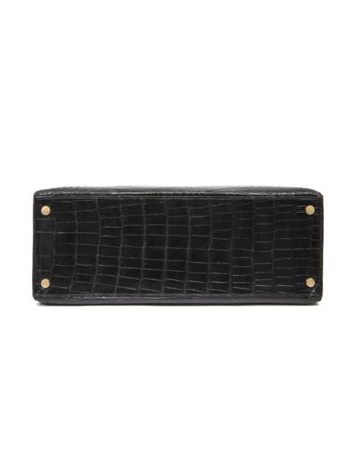 Sac HERMES "Monaco"crocodile porosus noir