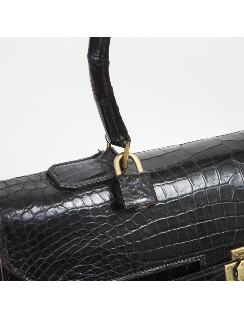 Sac HERMES "Monaco"crocodile porosus noir