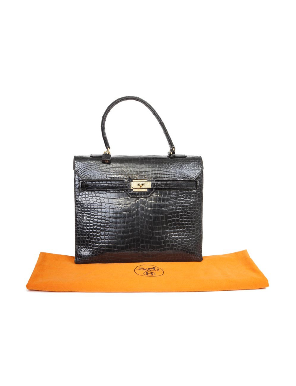 Sac HERMES "Monaco"crocodile porosus noir
