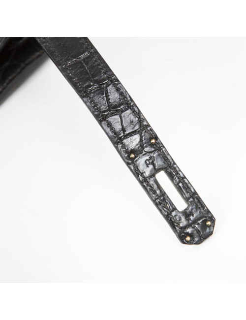 Sac HERMES "Monaco"crocodile porosus noir
