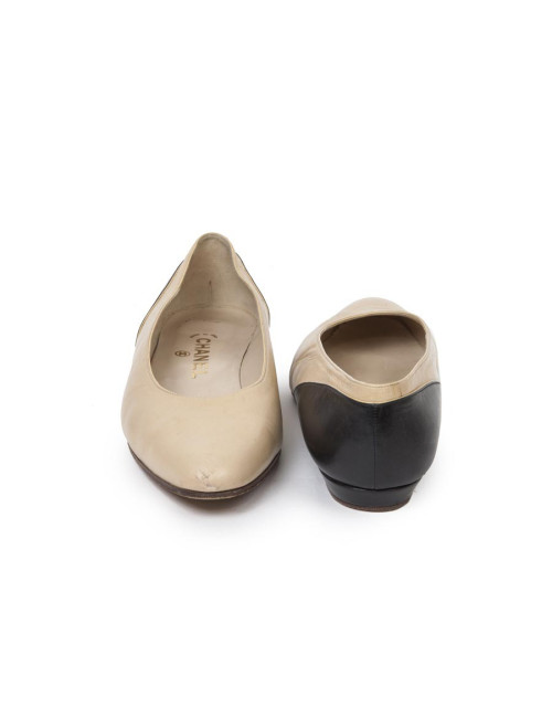 Ballérines CHANEL T 9 IT/ en cuir d'agneau noir matelassé