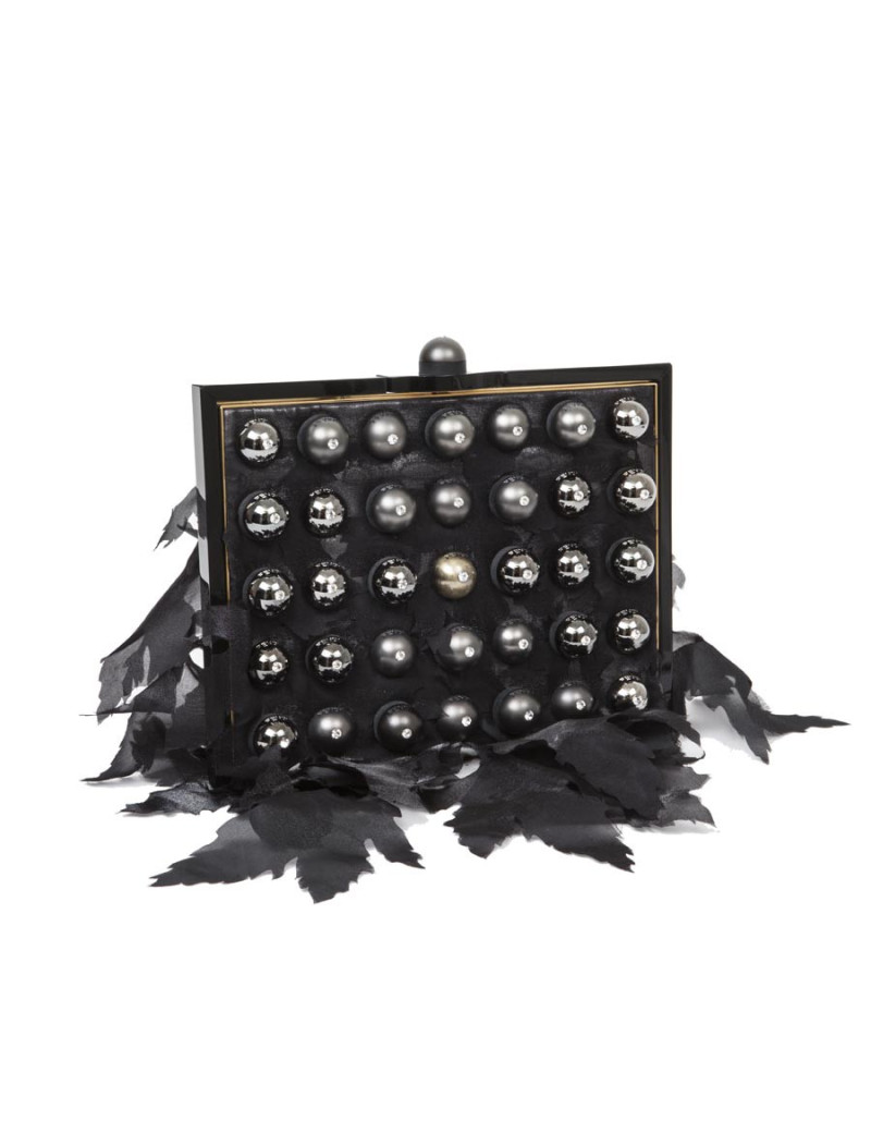 Sac FENDI boules métal noir et argent et pétales en soie 