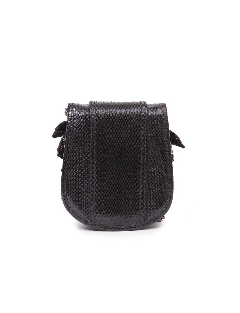 Mini sac FENDI en lézard et pétales brodées noires