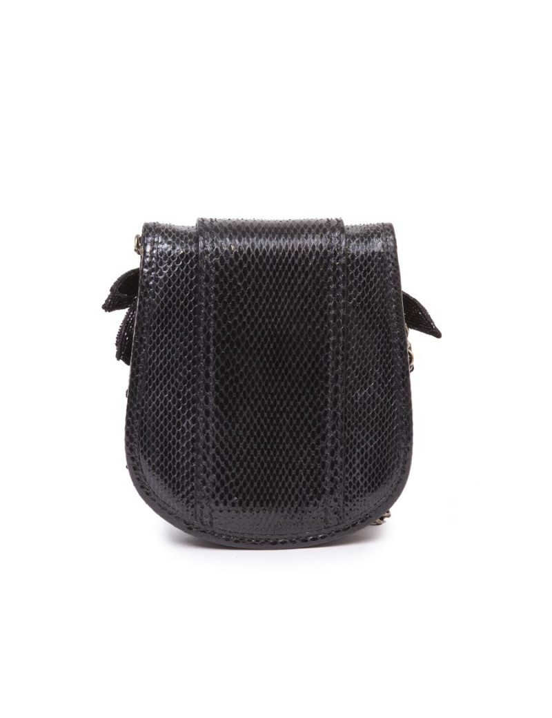 Mini sac FENDI en lézard et pétales brodées noires