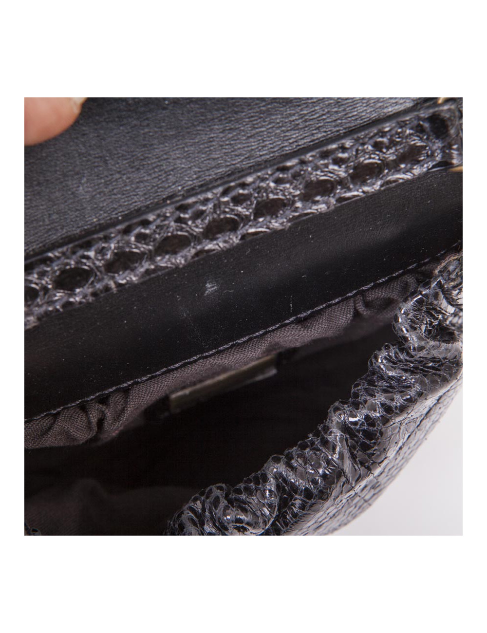 Mini sac FENDI en lézard et pétales brodées noires