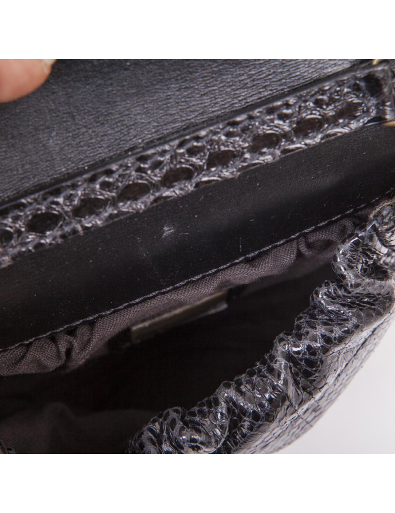 Mini sac FENDI en lézard et pétales brodées noires