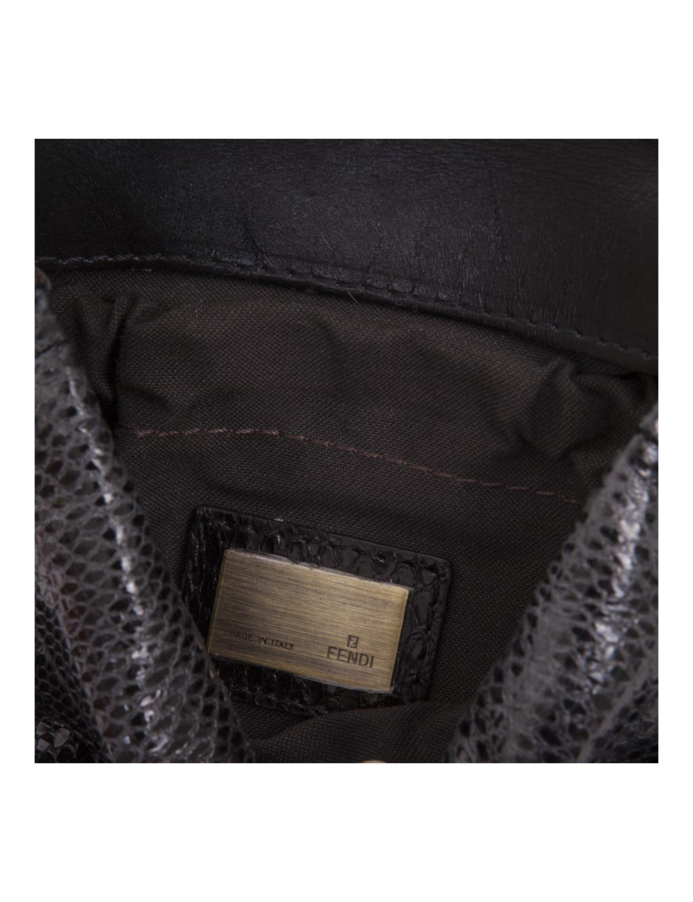 Mini sac FENDI en lézard et pétales brodées noires