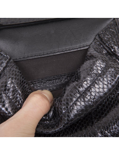 Mini sac FENDI en lézard et pétales brodées noires