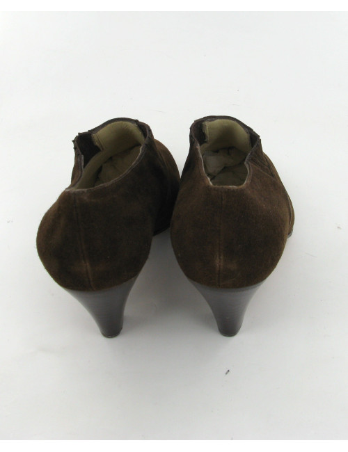 Boots HERMES T36 vintage en daim marron